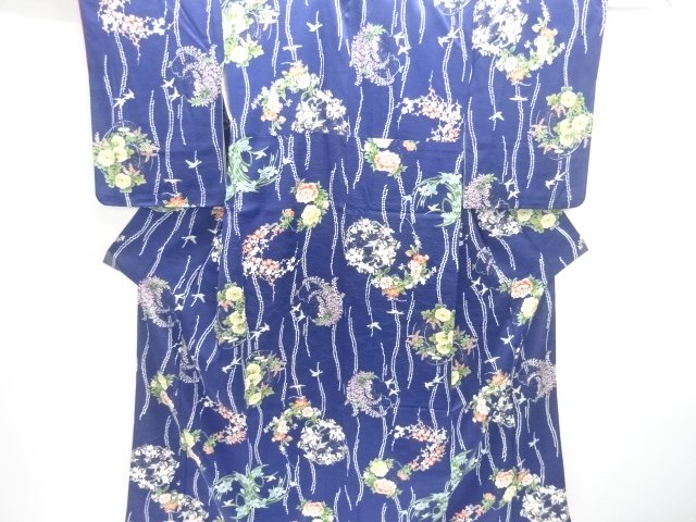 JAPANESE KIMONO / KOMON / BIRD & FLOWER ROUNDEL